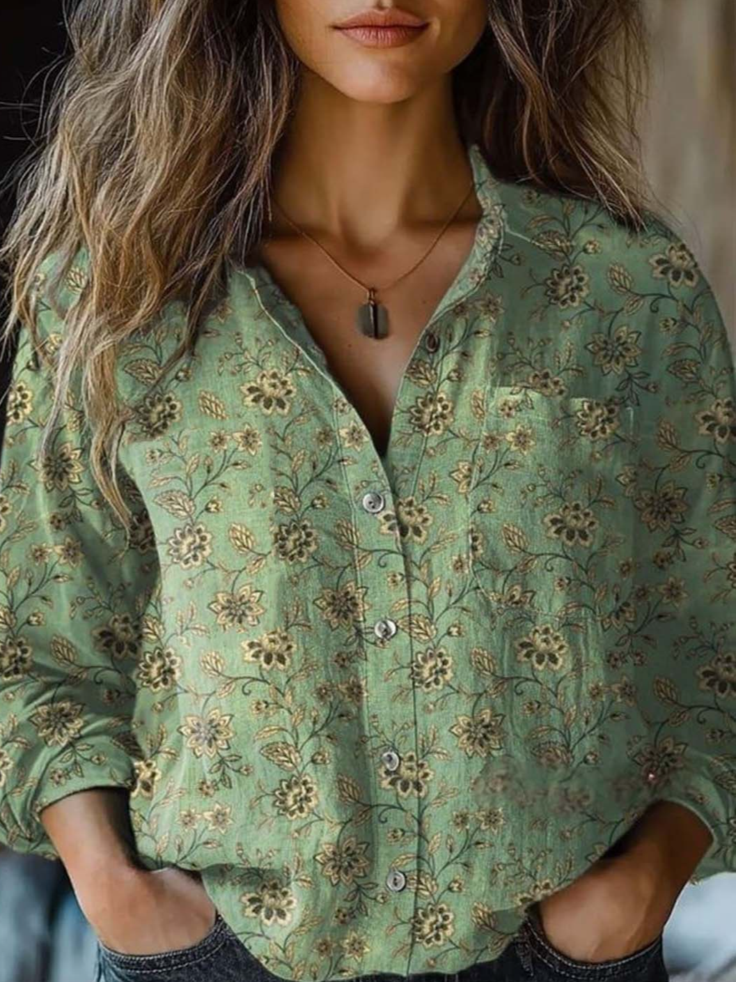 Women's Long Sleeve Shirt Spring/Fall 3D Floral Shawl Collar Daily Going Out Vintage Top