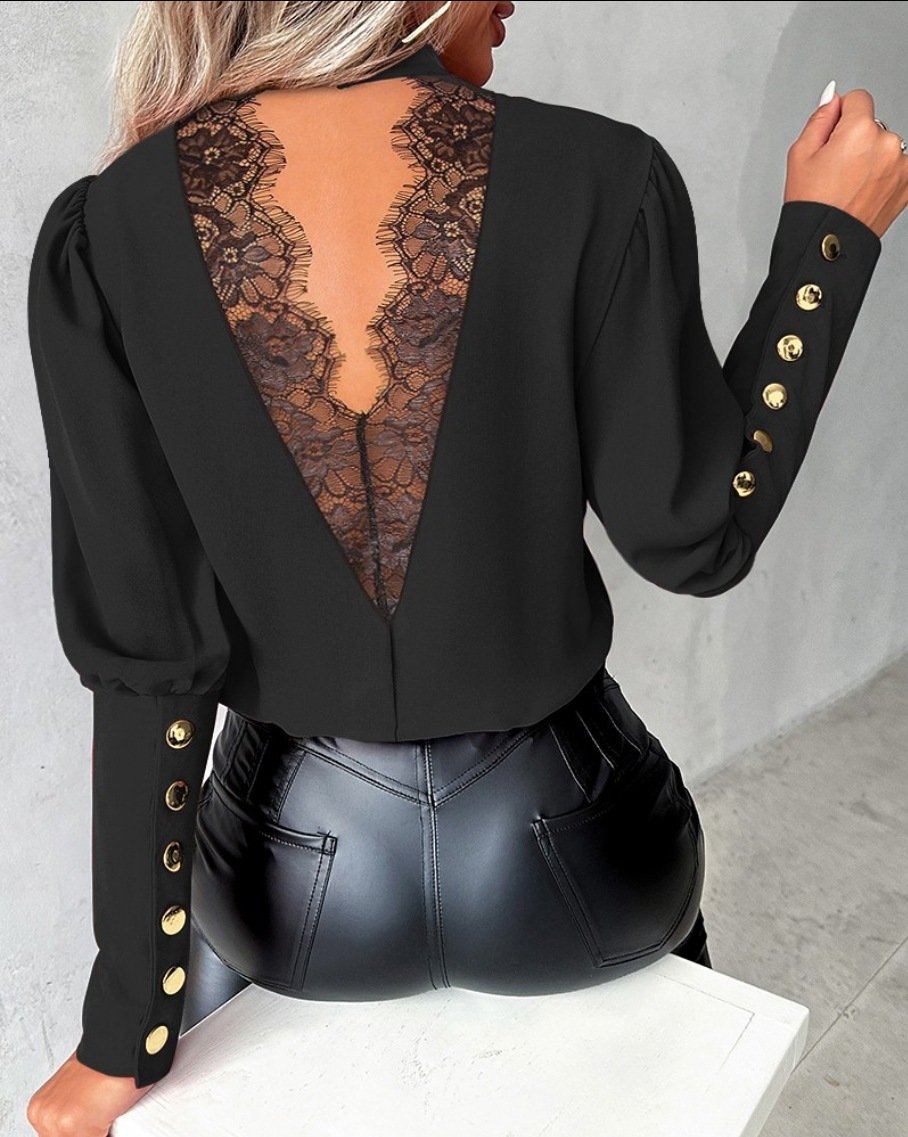 Women's Long Sleeve Blouse Spring/Fall Plain Buckle Mock Neck Daily Going Out Casual Top