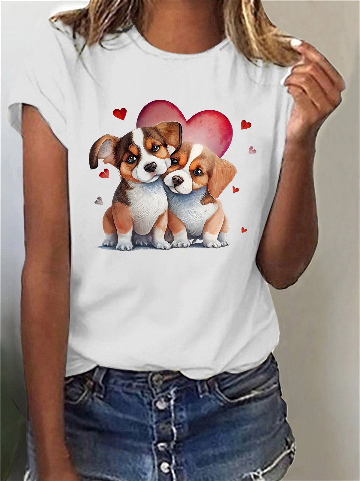 Women's Short Sleeve Tee T-shirt Summer Dog Cotton-Blend Crew Neck Daily Going Out Casual Top