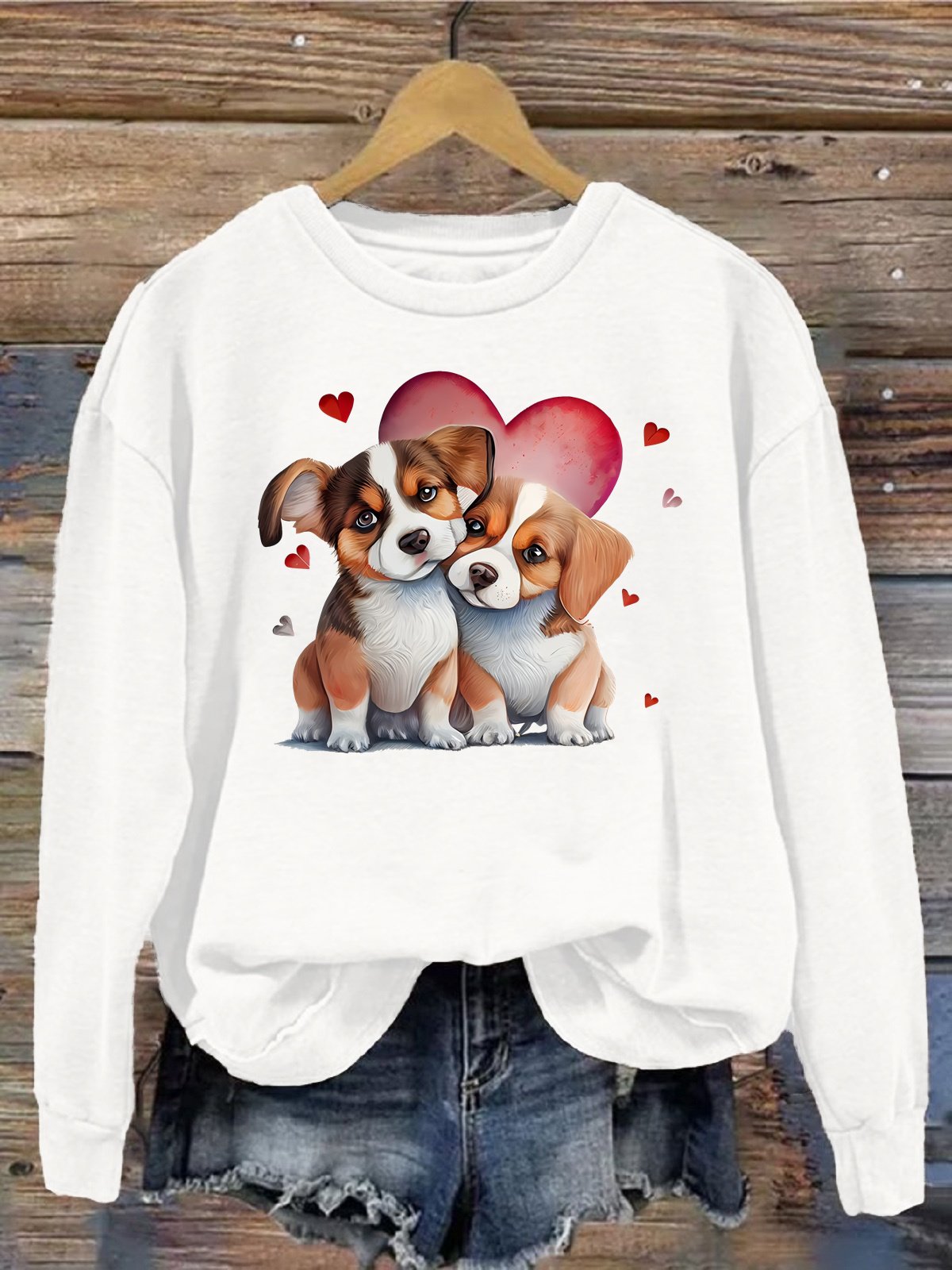 Women's Crew Neck Dog Casual Spring/Fall Long Sleeve Sweatshirt