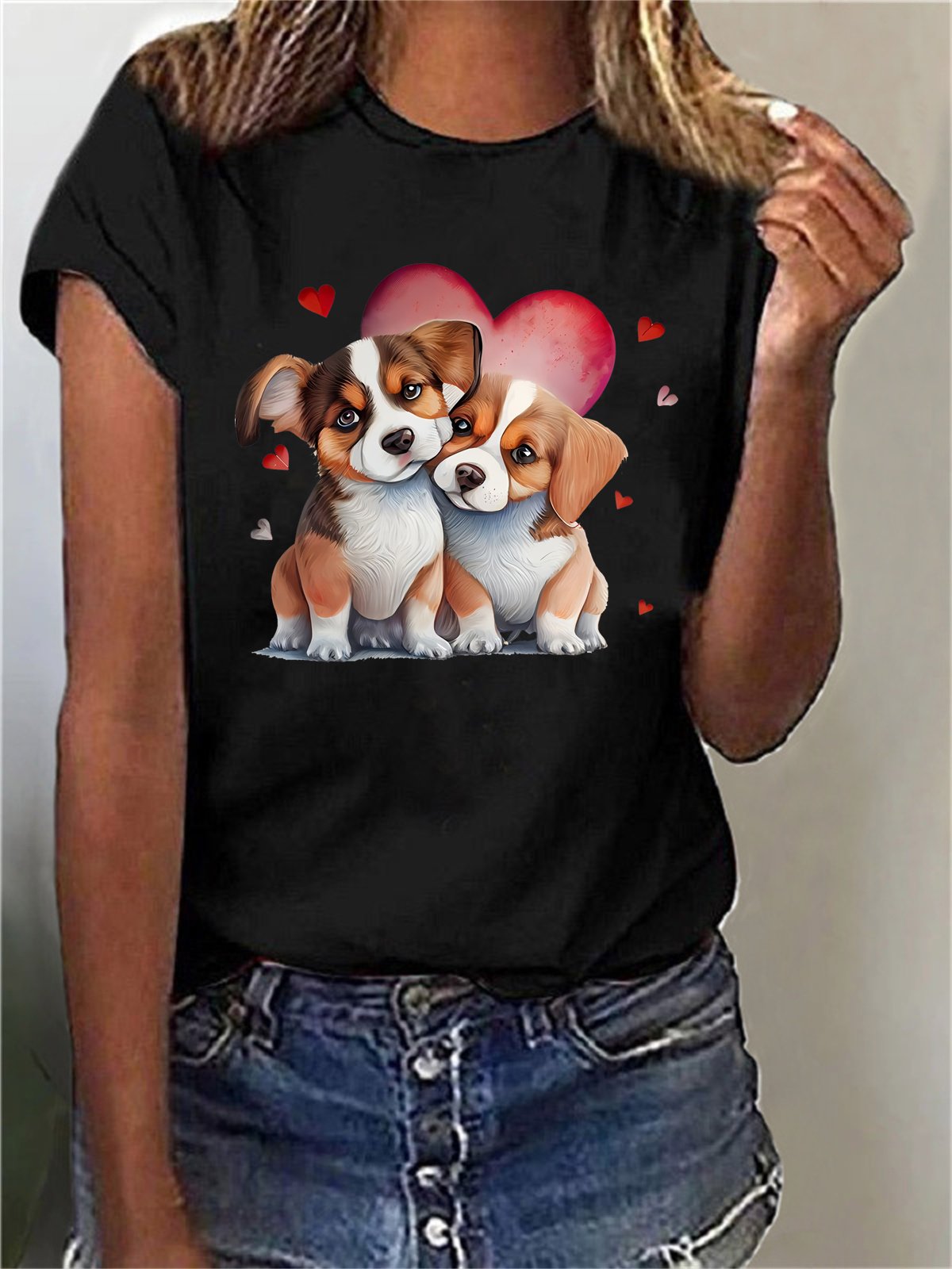 Women's Short Sleeve Tee T-shirt Summer Dog Cotton-Blend Crew Neck Daily Going Out Casual Top