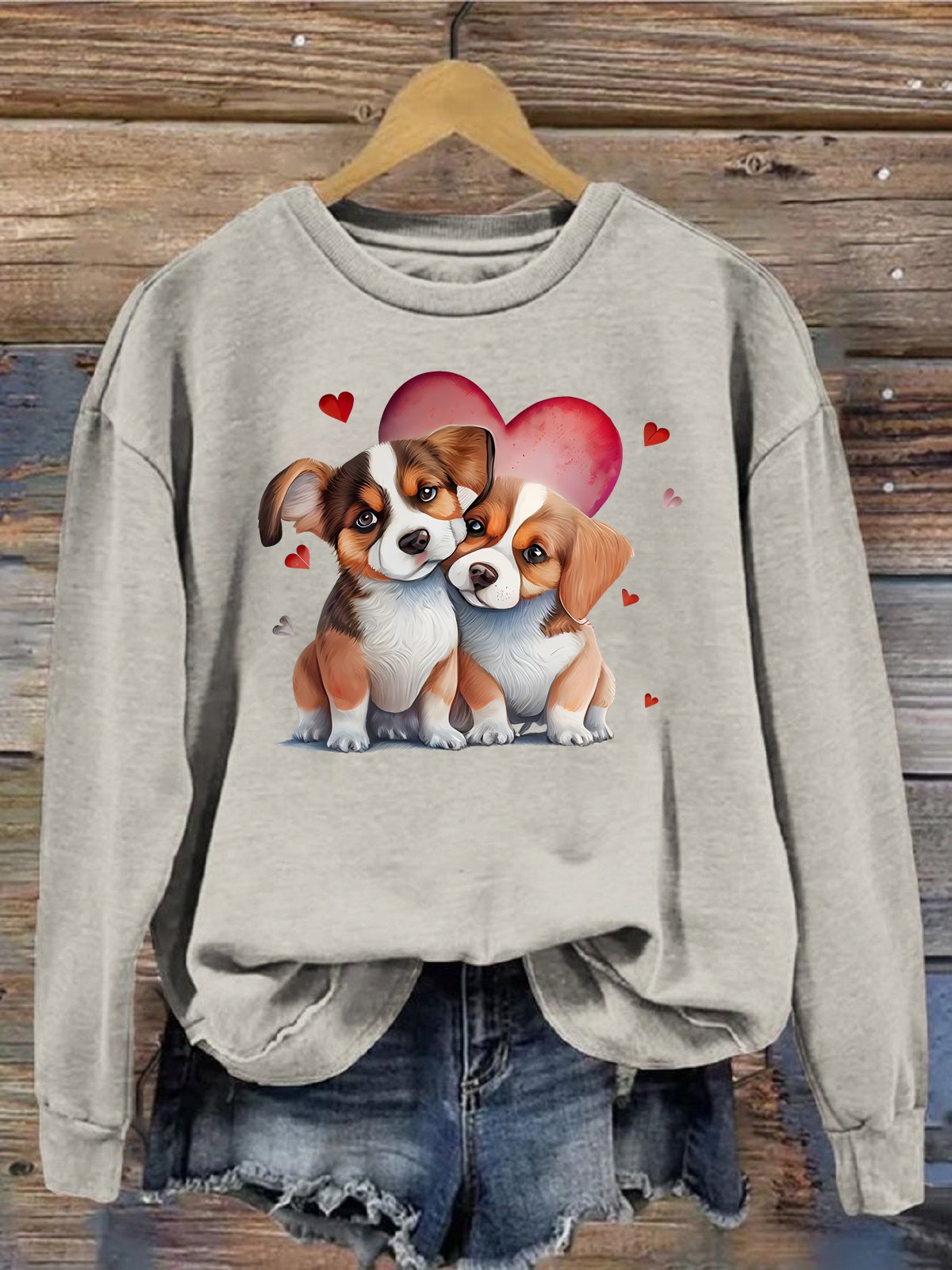 Women's Crew Neck Dog Casual Spring/Fall Long Sleeve Sweatshirt