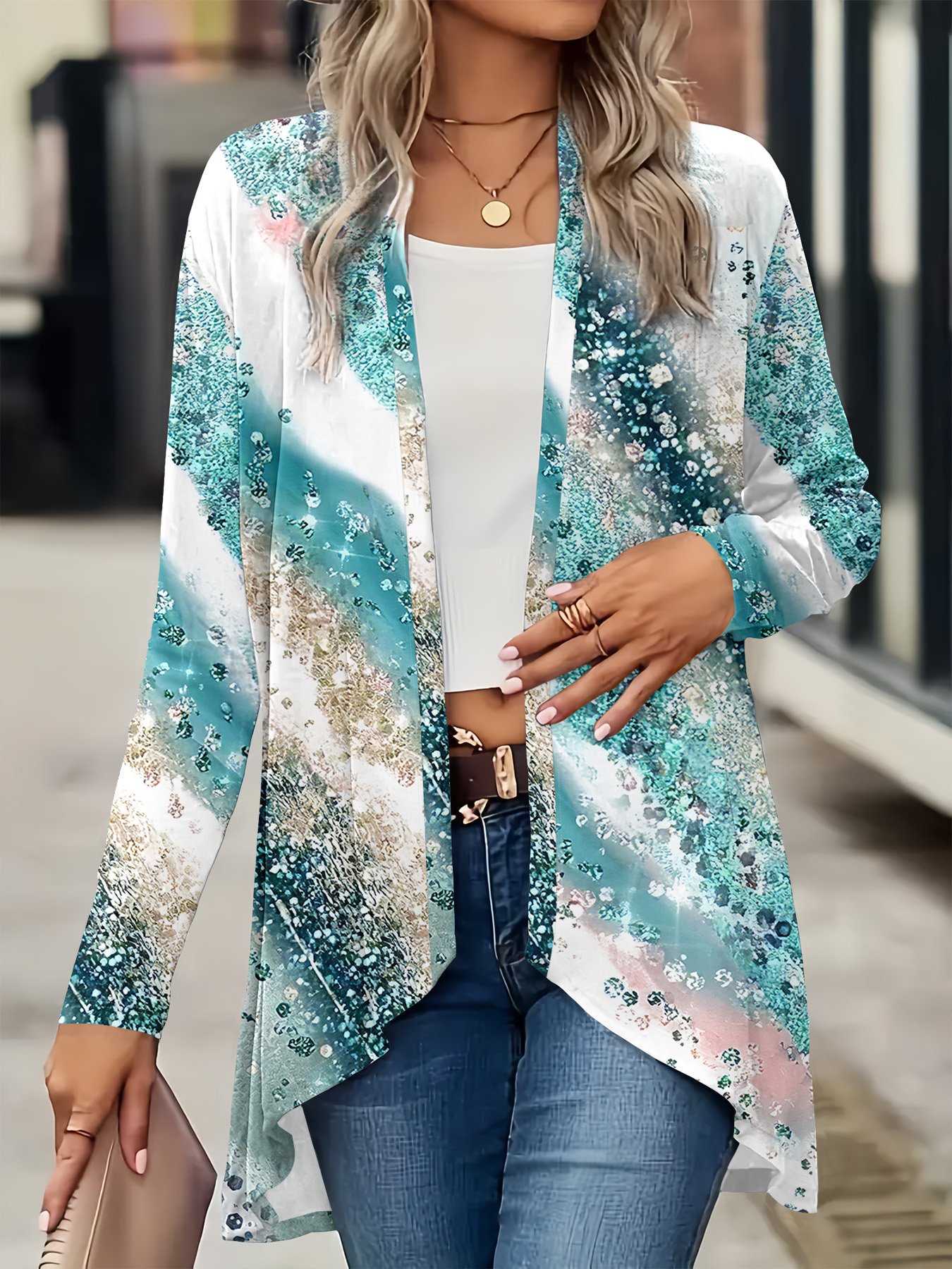 Women's Ombre Spring/Fall Cover-up Vintage Lightweight Cardigan