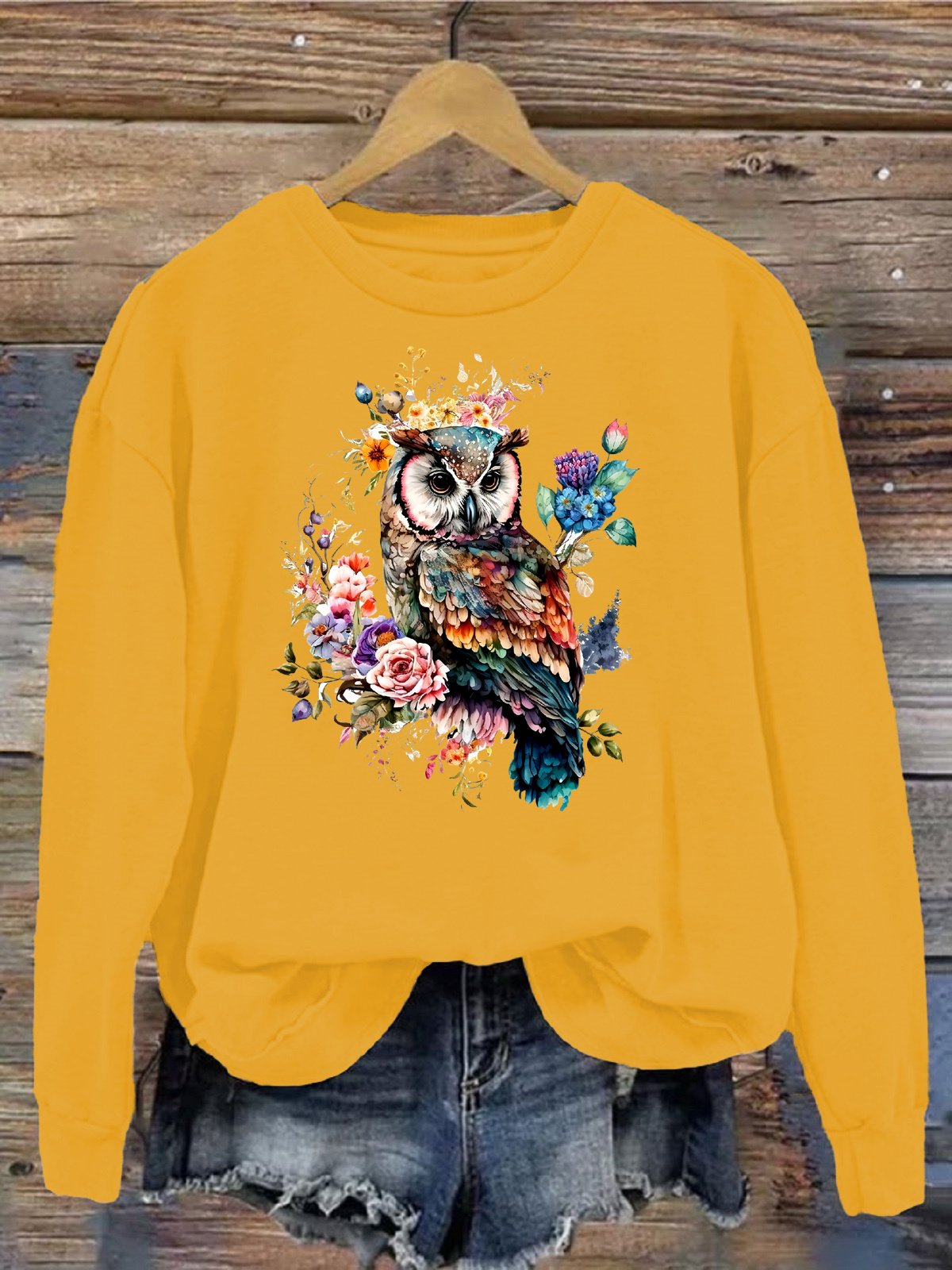 Women's Crew Neck Bird Casual Spring/Fall Long Sleeve Sweatshirt