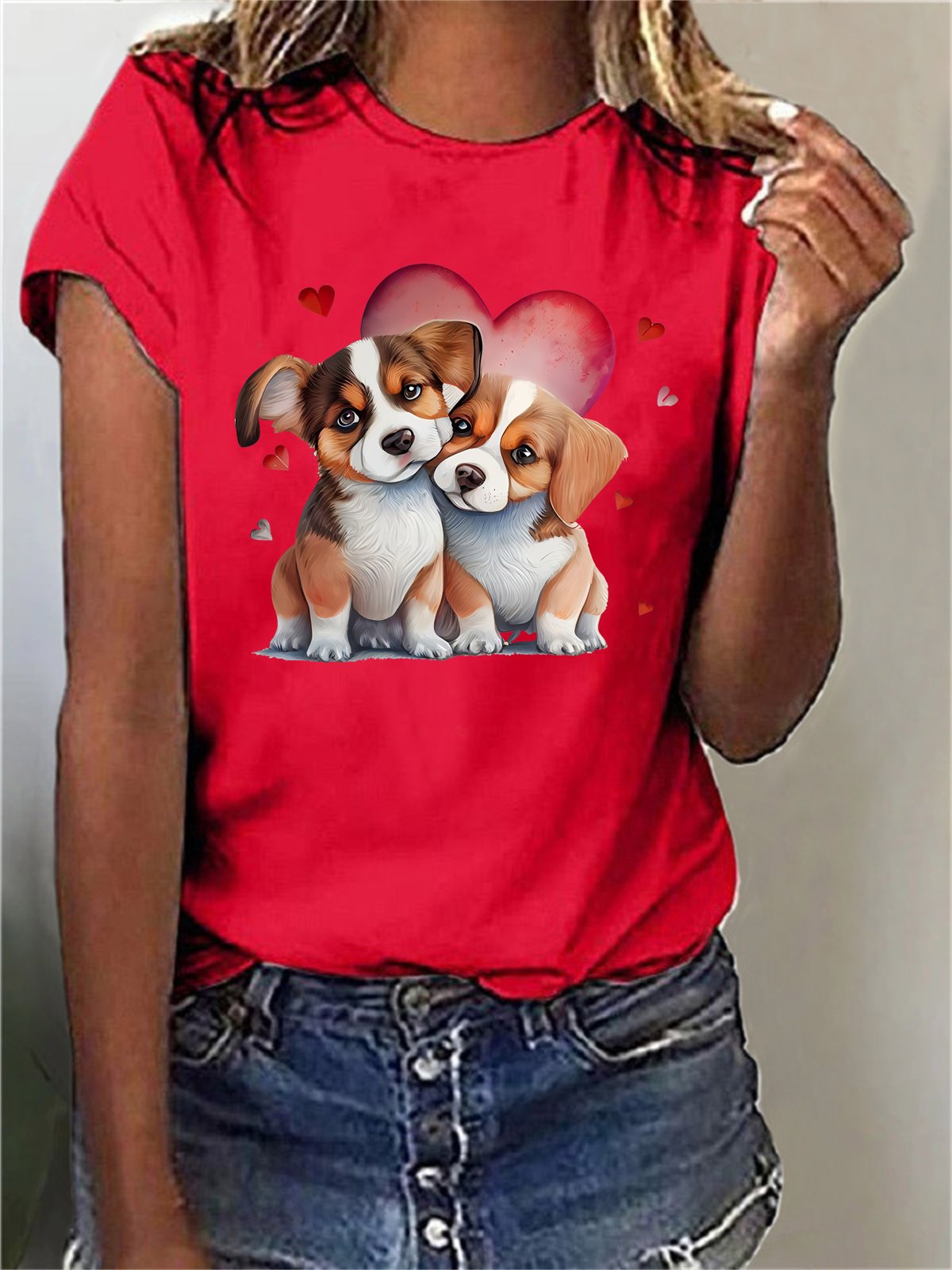 Women's Short Sleeve Tee T-shirt Summer Dog Cotton-Blend Crew Neck Daily Going Out Casual Top