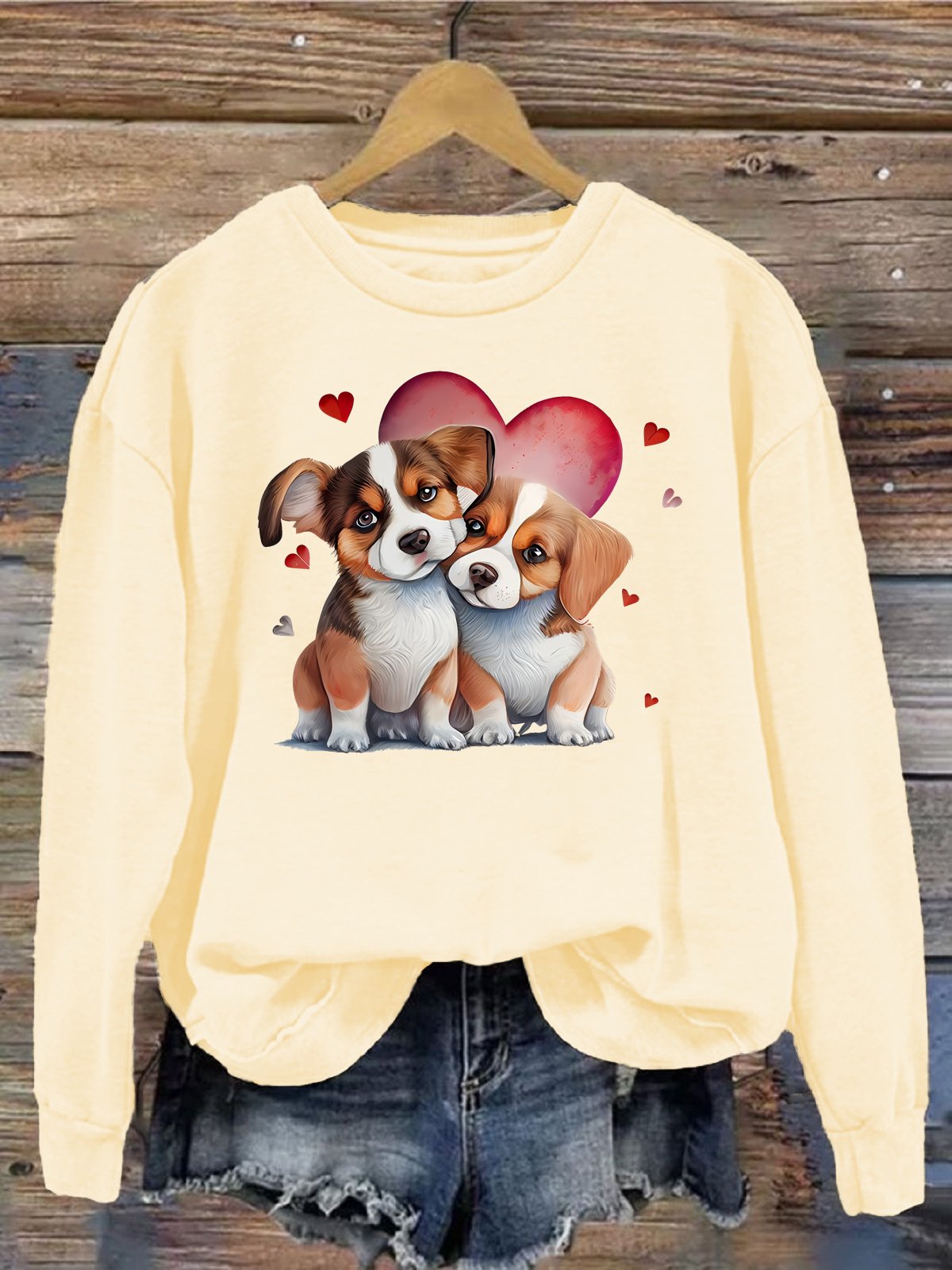 Women's Crew Neck Dog Casual Spring/Fall Long Sleeve Sweatshirt