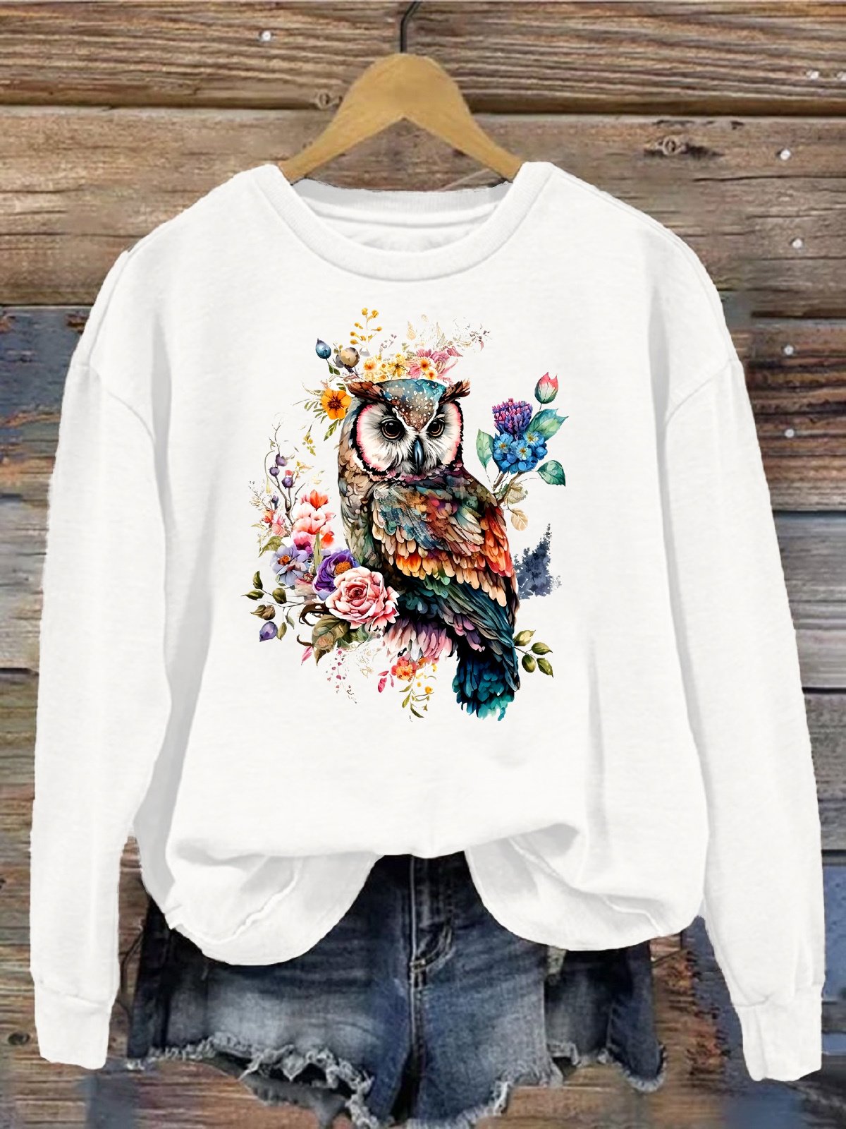 Women's Crew Neck Bird Casual Spring/Fall Long Sleeve Sweatshirt