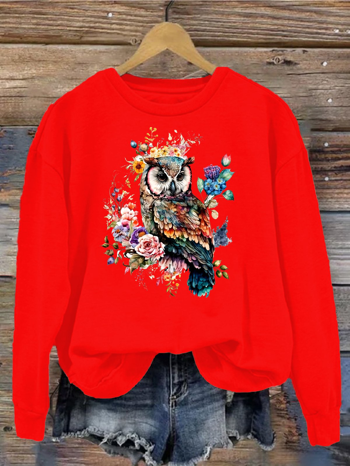 Women's Crew Neck Bird Casual Spring/Fall Long Sleeve Sweatshirt