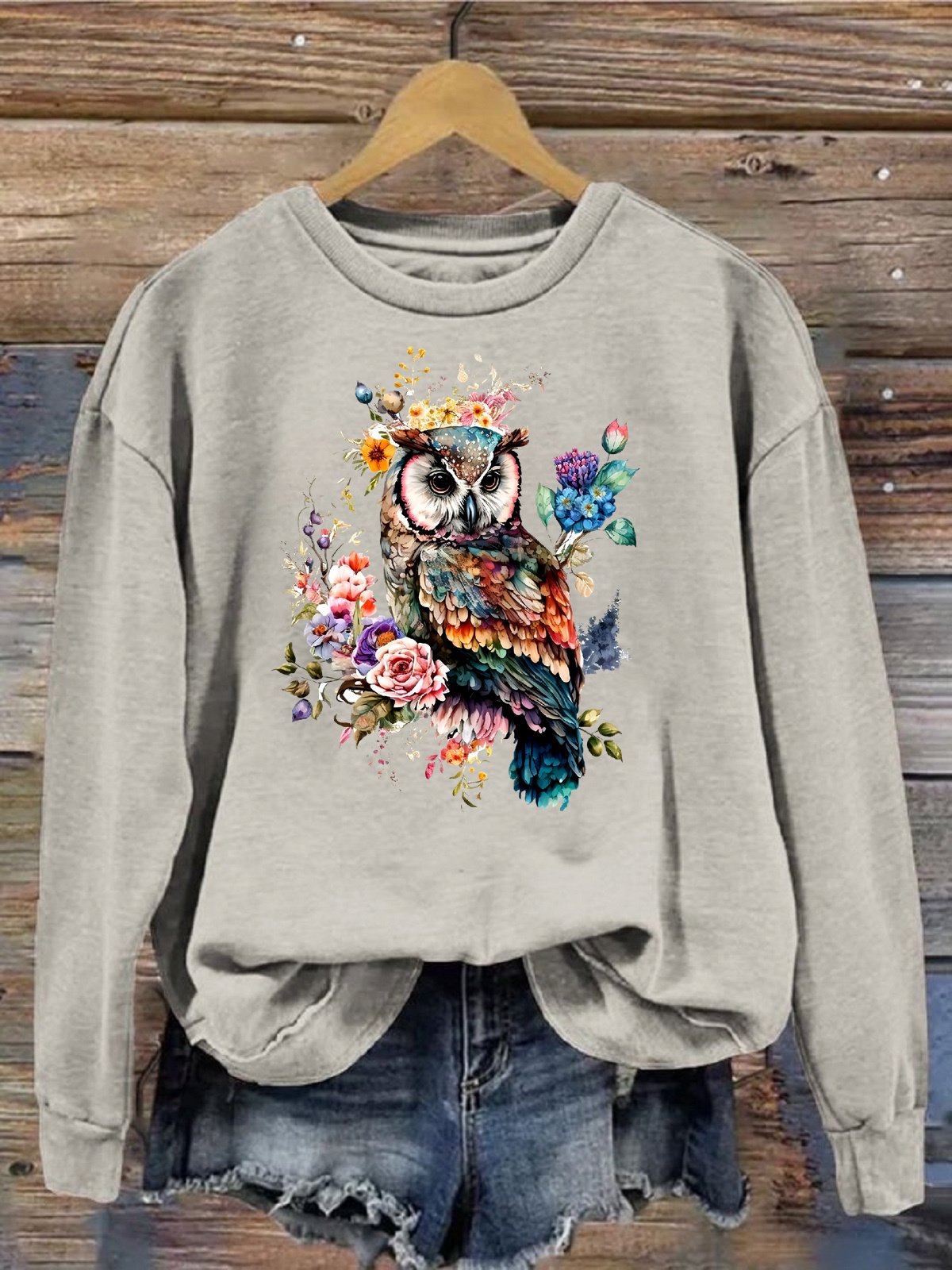 Women's Crew Neck Bird Casual Spring/Fall Long Sleeve Sweatshirt