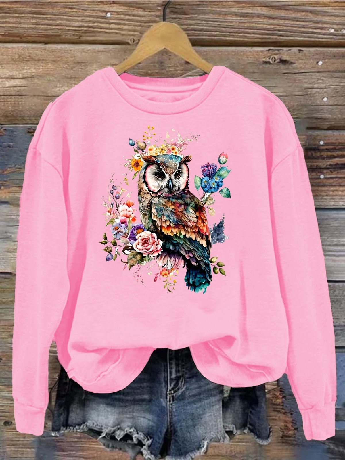 Women's Crew Neck Bird Casual Spring/Fall Long Sleeve Sweatshirt