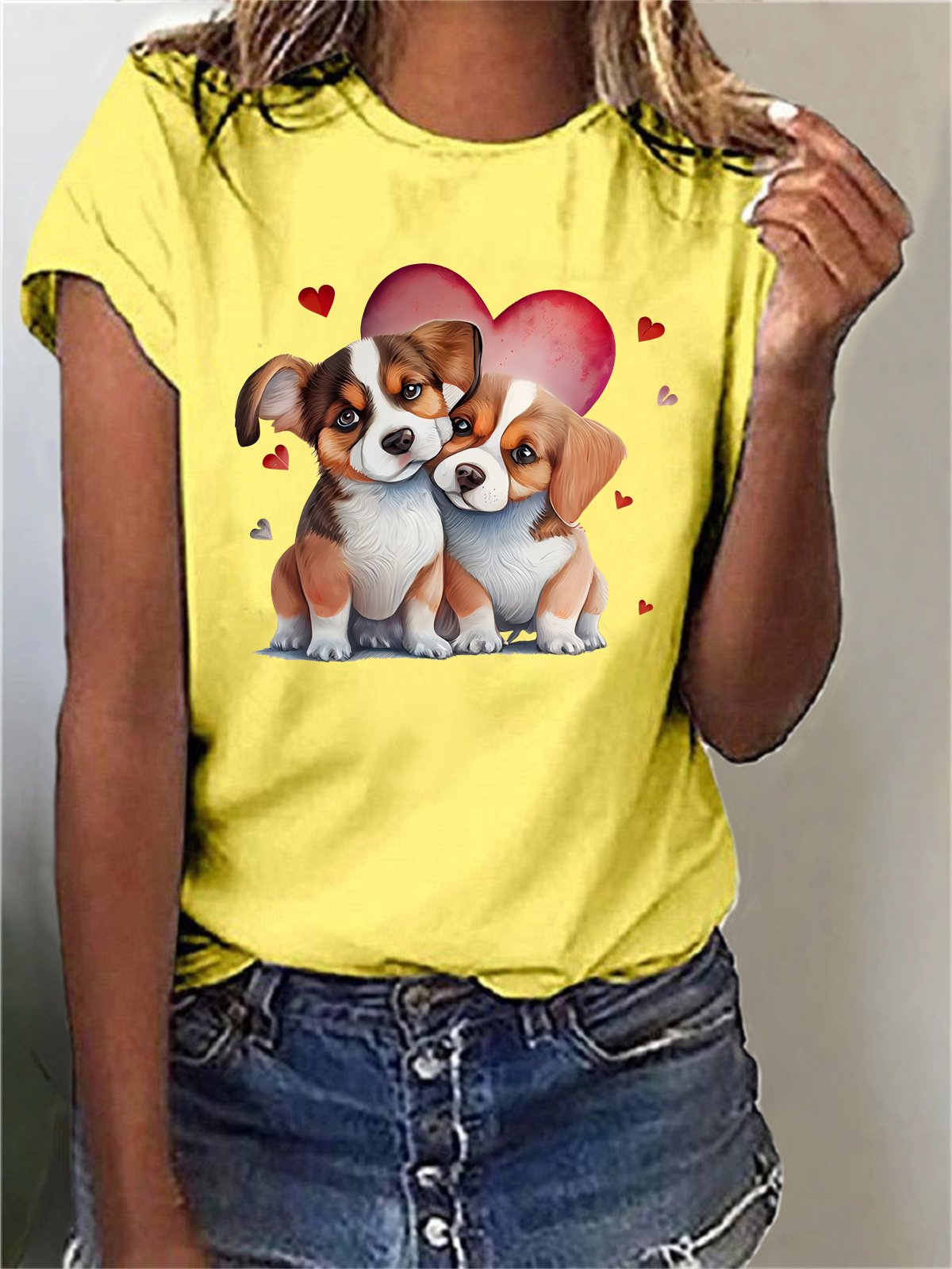 Women's Short Sleeve Tee T-shirt Summer Dog Cotton-Blend Crew Neck Daily Going Out Casual Top