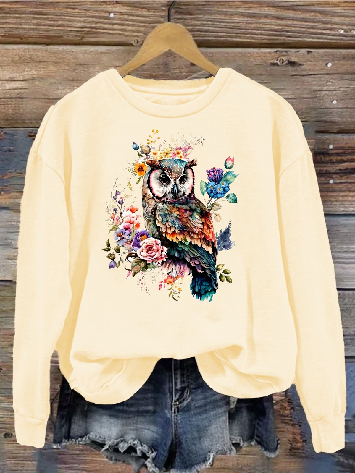 Women's Crew Neck Bird Casual Spring/Fall Long Sleeve Sweatshirt