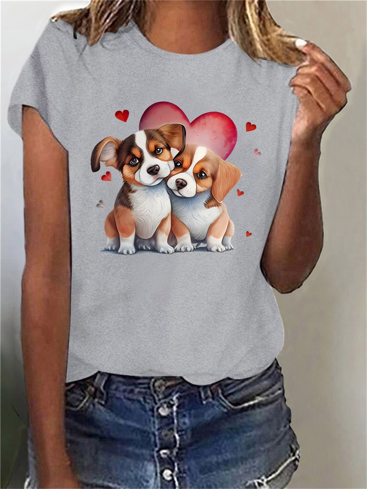 Women's Short Sleeve Tee T-shirt Summer Dog Cotton-Blend Crew Neck Daily Going Out Casual Top