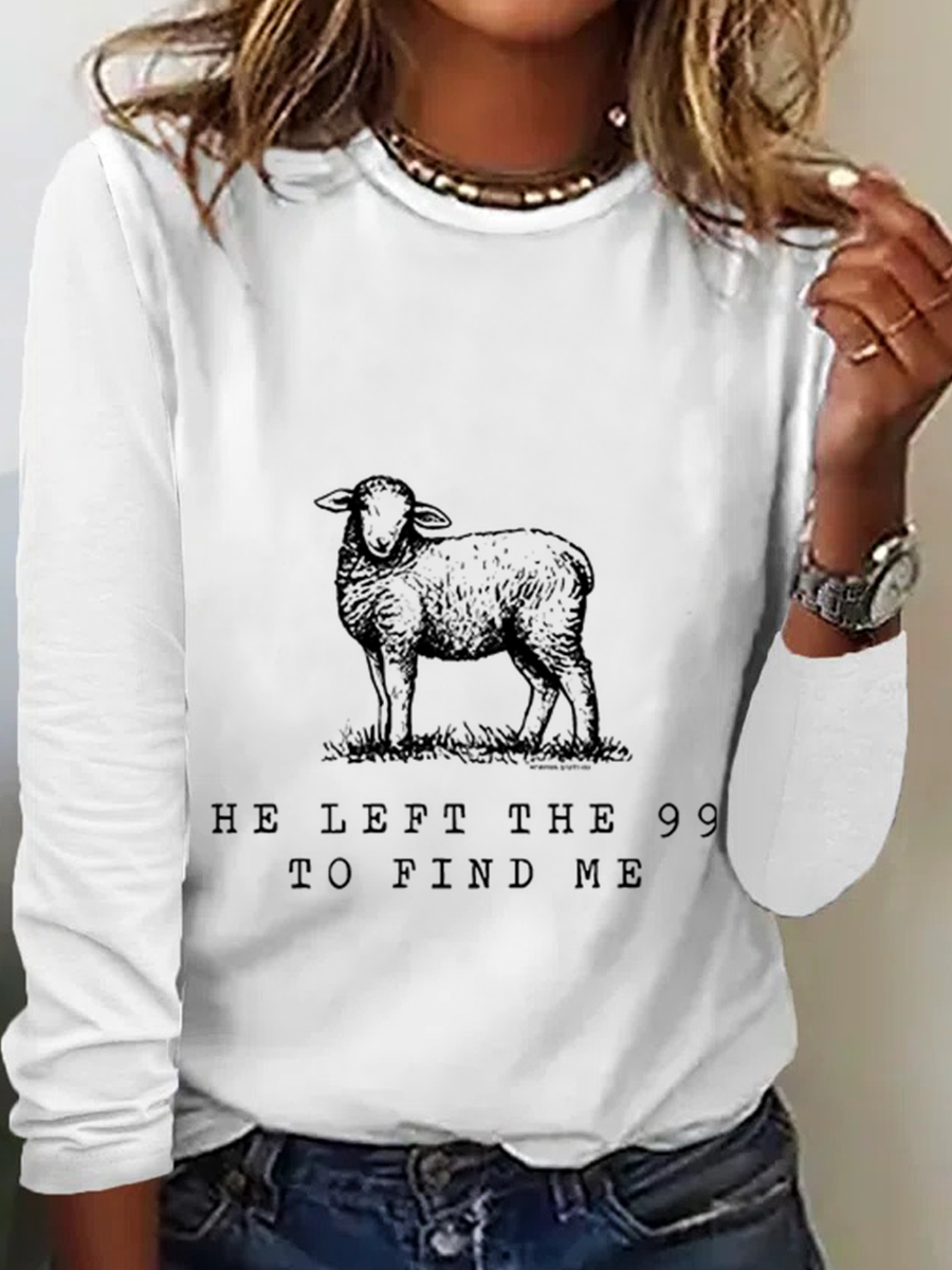 Women's Long Sleeve Blouse Spring/Fall Text Letters Crew Neck Daily Going Out Casual Top