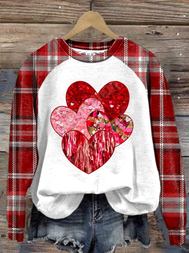 Women's Crew Neck Heart/Cordate Casual Spring/Fall Long Sleeve Sweatshirt