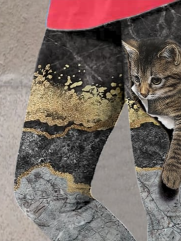 Women's Casual Cat Jersey All Season Long Leggings