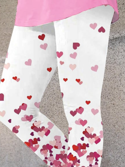 Women's Valentine Day Cute Heart Print Stretch Legging