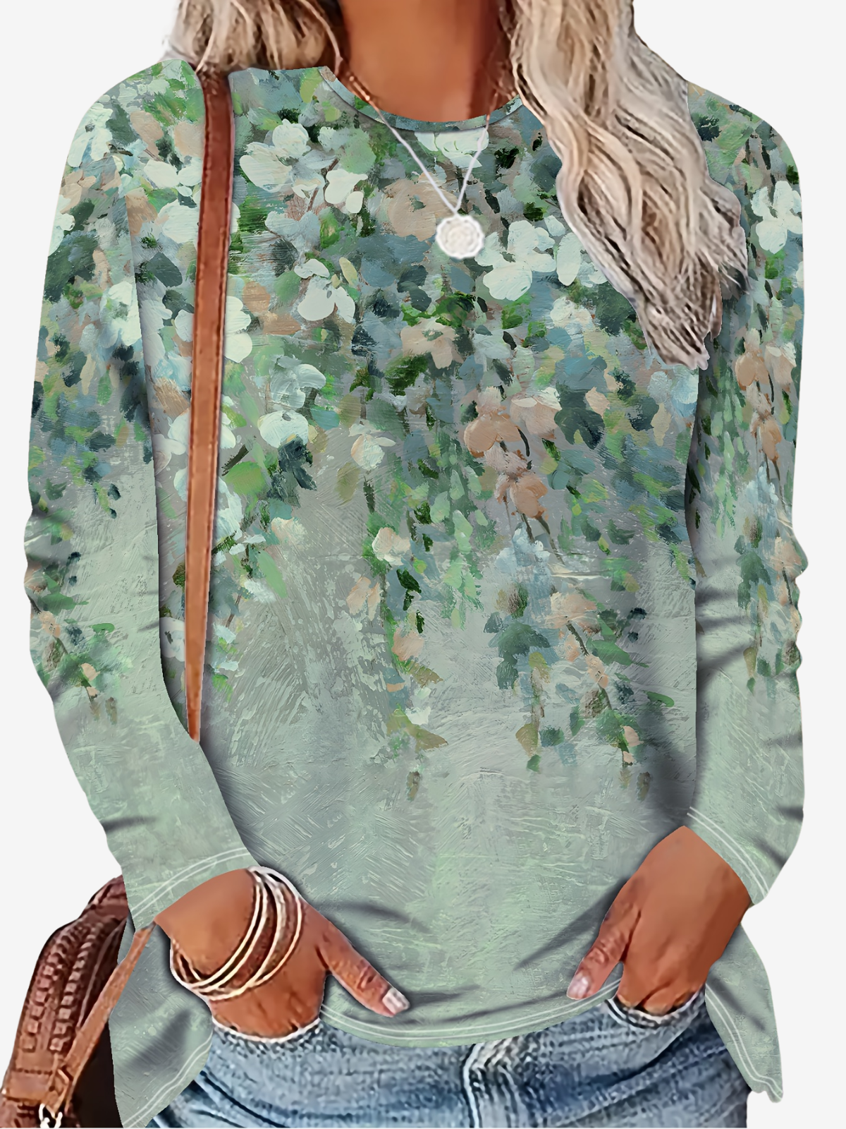 Women's Long Sleeve Tee T-shirt Spring/Fall Floral Jersey Crew Neck Daily Going Out Casual Top