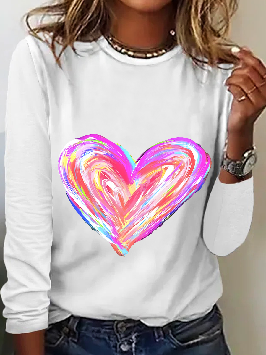 Women's Valentine's Day Long Sleeve Blouse_ Spring/Fall Crew Neck Daily Casual Top