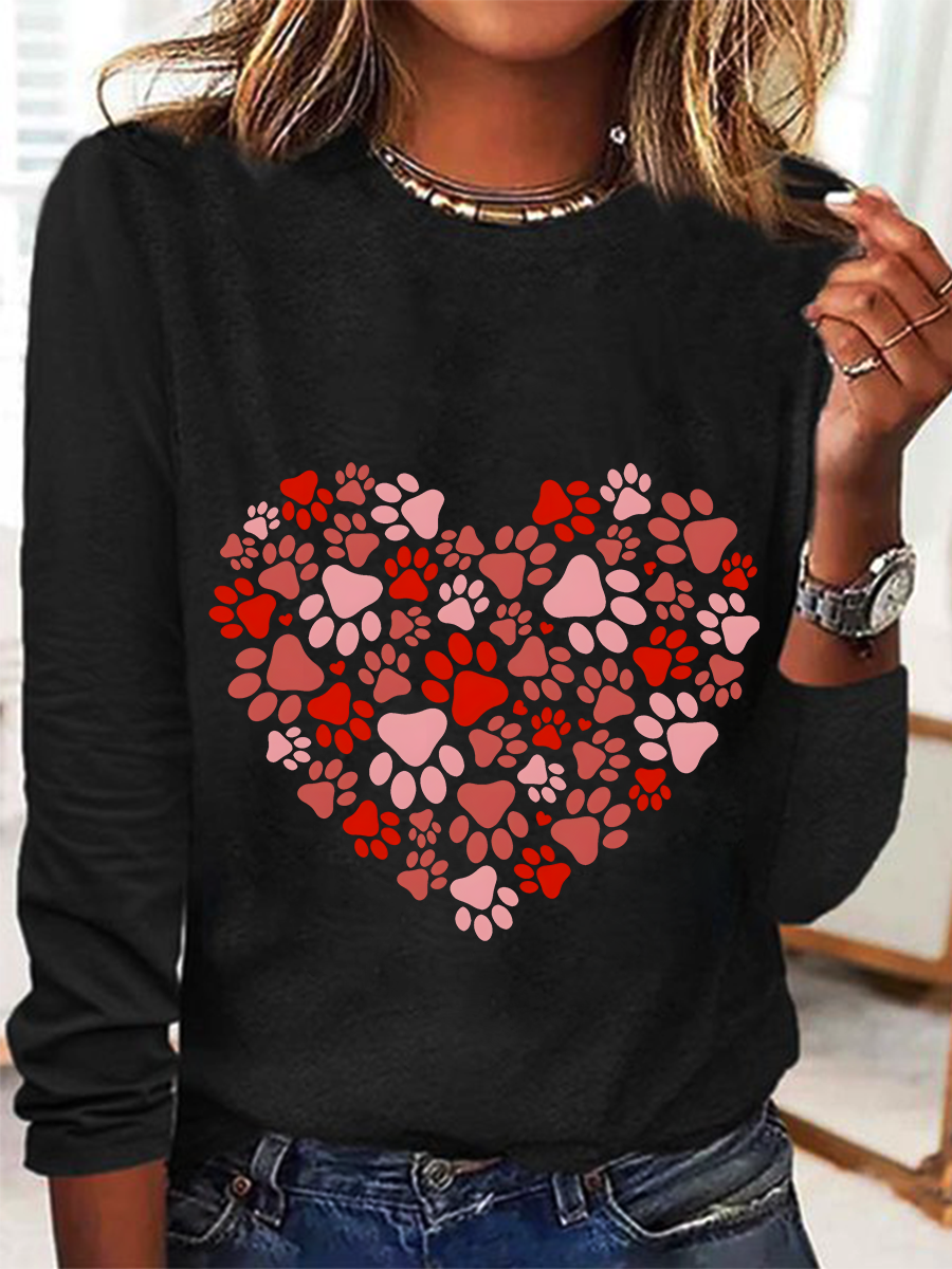 Women's Long Sleeve Blouse Spring/Fall Heart/Cordate Crew Neck Daily Going Out Casual Top