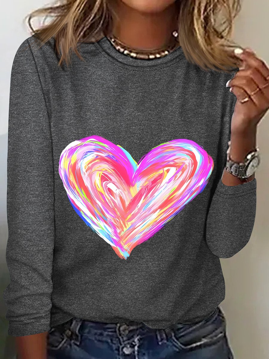 Women's Valentine's Day Long Sleeve Blouse_ Spring/Fall Crew Neck Daily Casual Top