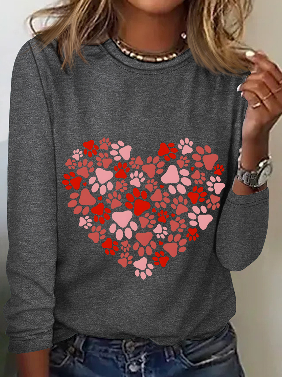 Women's Long Sleeve Blouse Spring/Fall Heart/Cordate Crew Neck Daily Going Out Casual Top