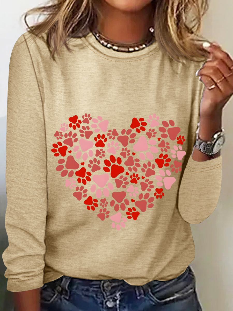 Women's Long Sleeve Blouse Spring/Fall Heart/Cordate Crew Neck Daily Going Out Casual Top