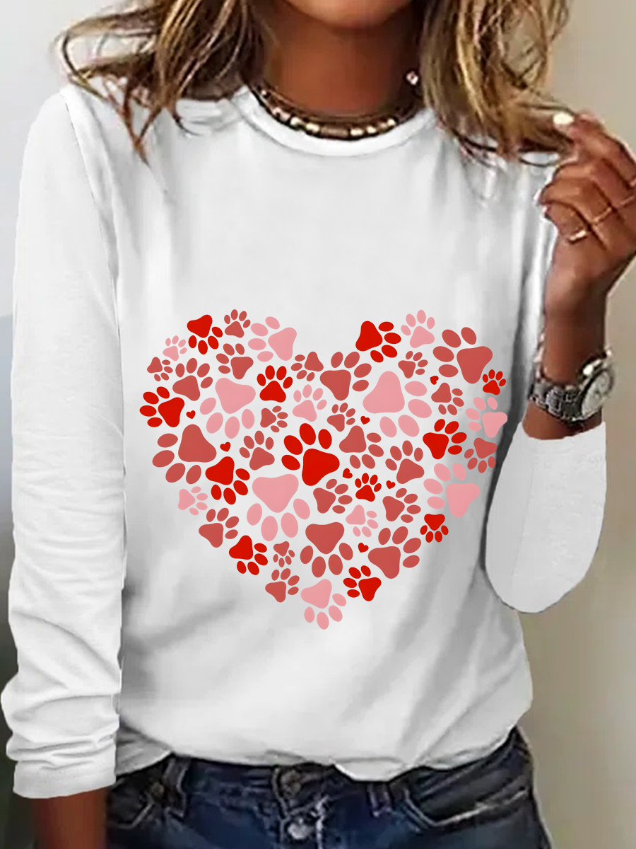 Women's Long Sleeve Blouse Spring/Fall Heart/Cordate Crew Neck Daily Going Out Casual Top