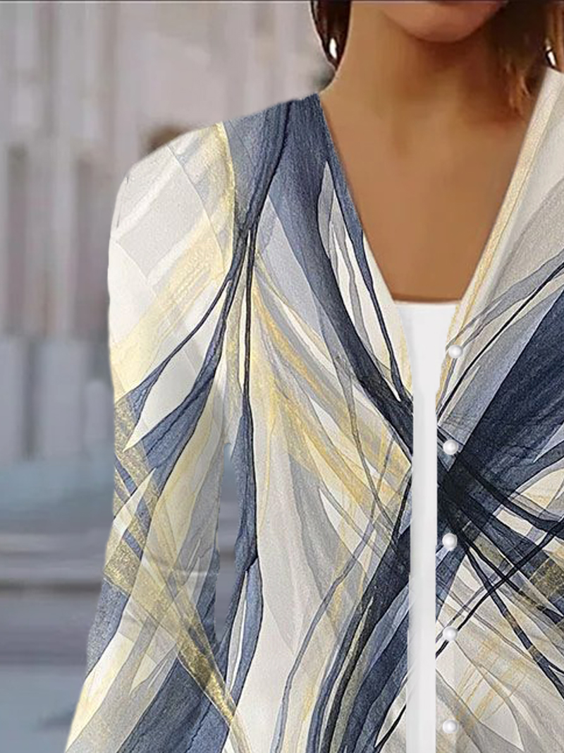 Women's Spring/Fall Outerwear Casual Geometric Jersey Shawl Jacket