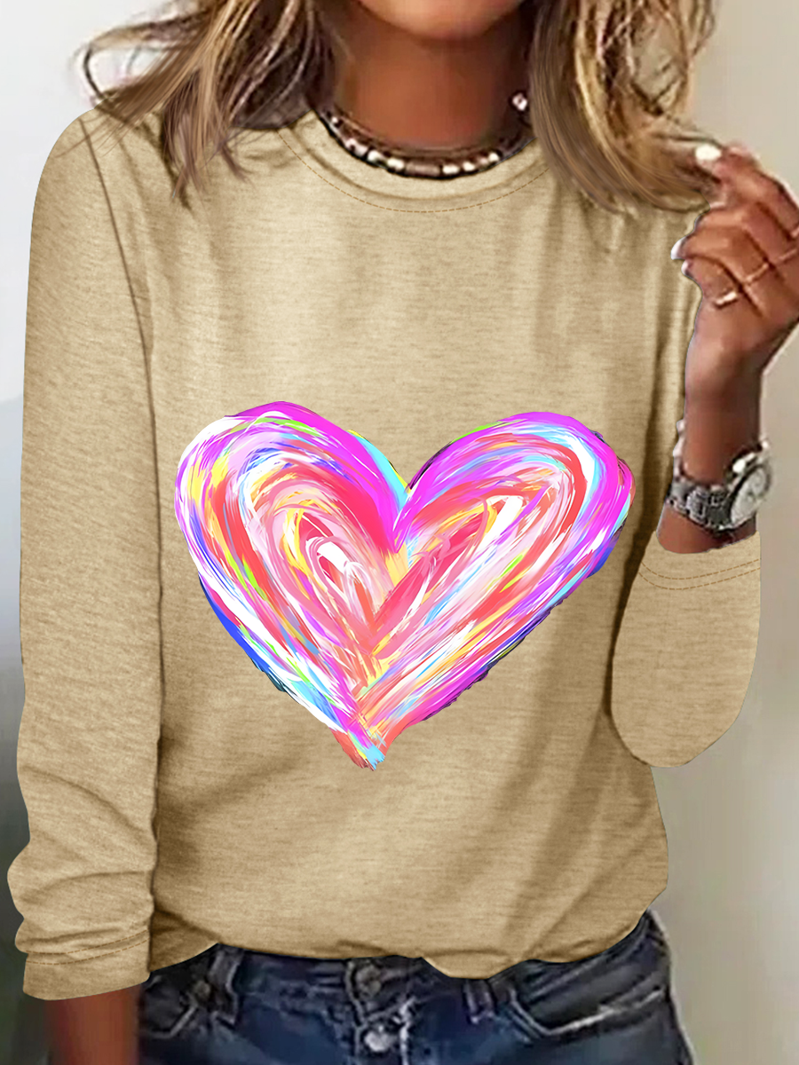 Women's Valentine's Day Long Sleeve Blouse_ Spring/Fall Crew Neck Daily Casual Top