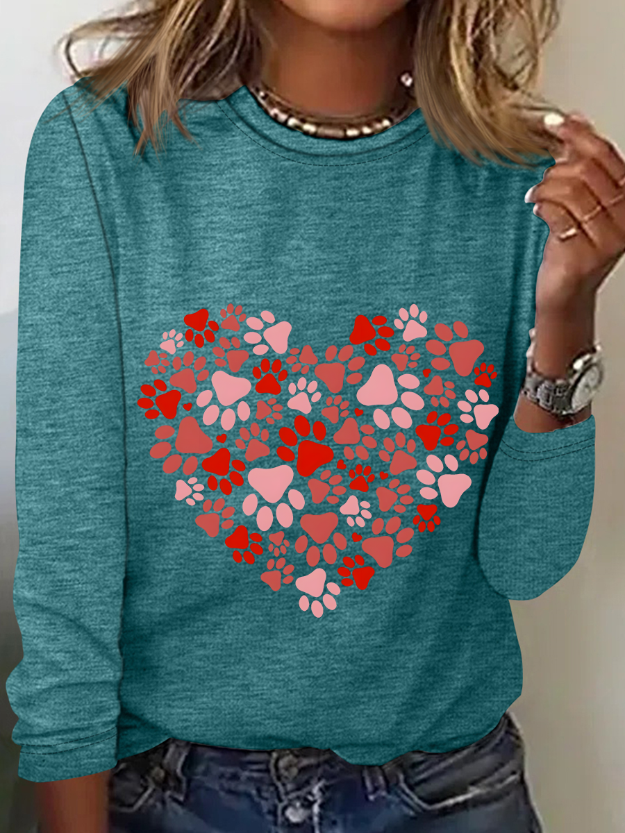 Women's Long Sleeve Blouse Spring/Fall Heart/Cordate Crew Neck Daily Going Out Casual Top