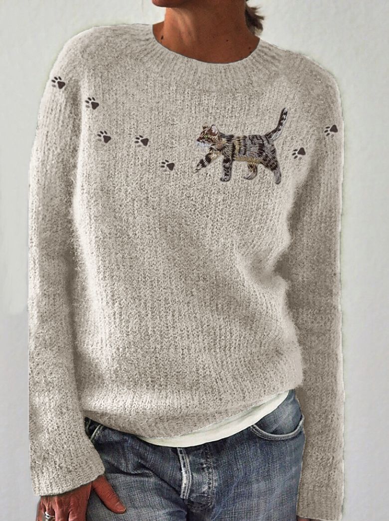 Women's Spring/Fall Animal Casual Long Sleeve Crew Neck Wool/Knitting Sweater