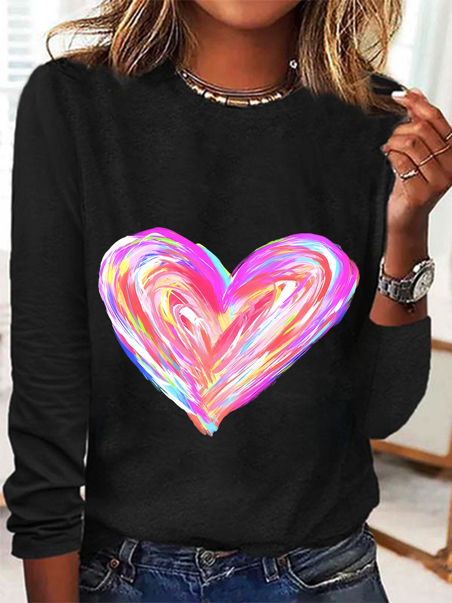 Women's Valentine's Day Long Sleeve Blouse_ Spring/Fall Crew Neck Daily Casual Top