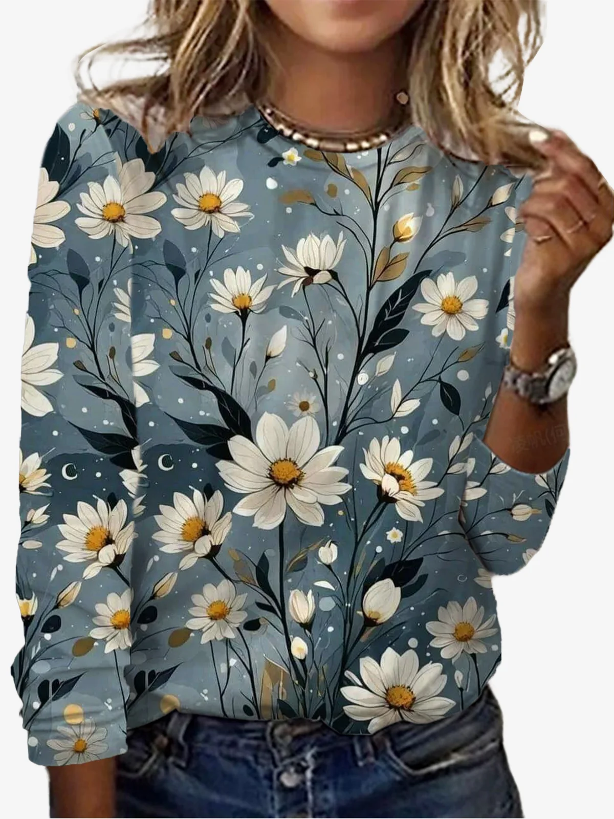 Women's Long Sleeve Tee T-shirt Spring/Fall Floral Jersey Crew Neck Daily Going Out Casual Top