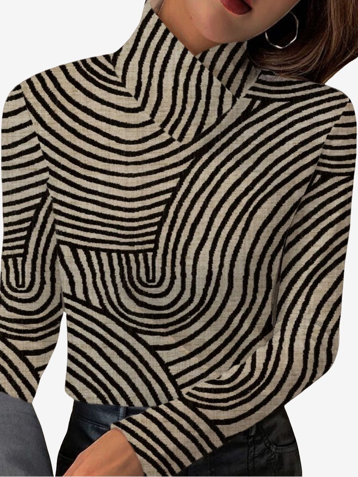 Women's Long Sleeve Blouse Spring/Fall Abstract Stripes Daily Going Out Casual Top