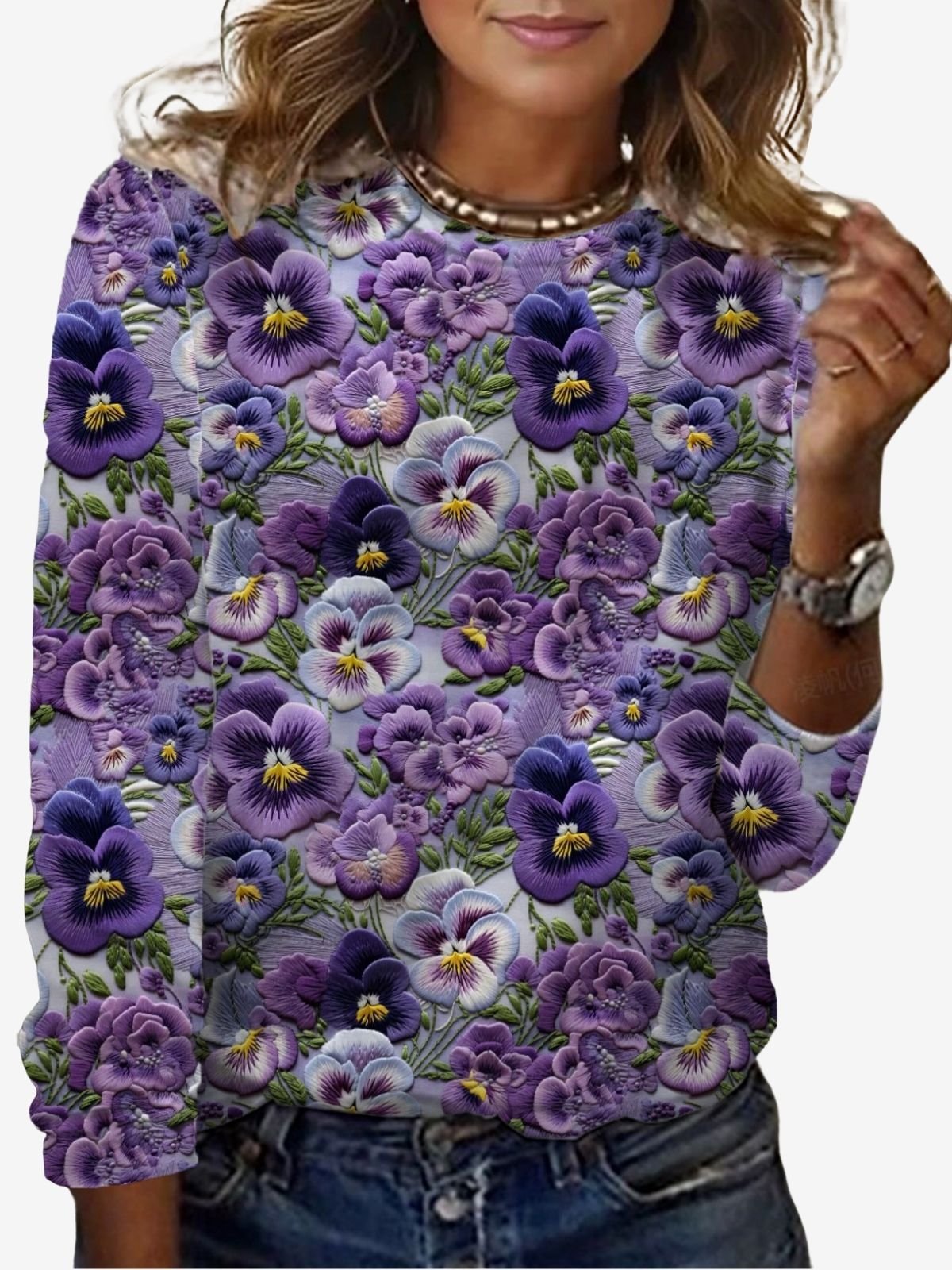 Women's Long Sleeve Tee T-shirt Spring/Fall Floral Jersey Crew Neck Daily Going Out Casual Top