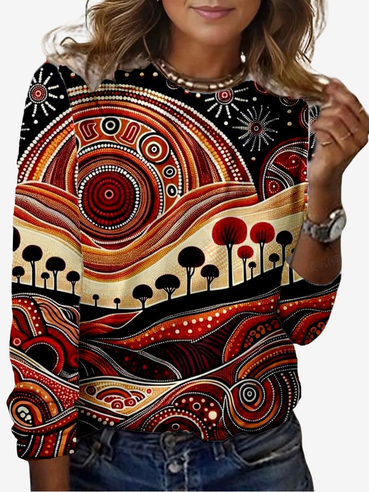 Women's Long Sleeve Tee T-shirt Spring/Fall Abstract Jersey Crew Neck Daily Going Out Casual Top