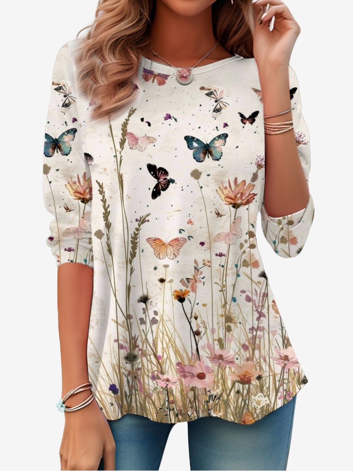 Women's Long Sleeve Tee T-shirt Spring/Fall Floral Jersey Crew Neck Daily Going Out Casual Top