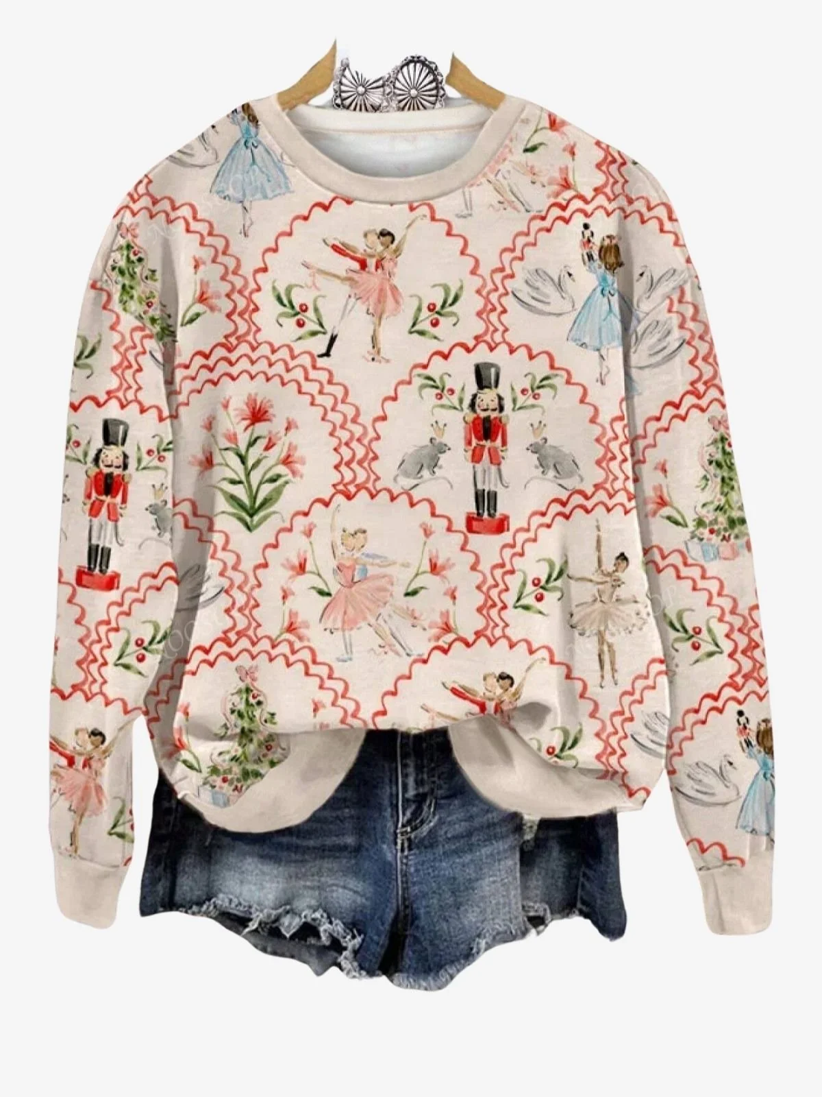 Women's Crew Neck Floral Printing Casual Spring/Fall Long Sleeve Sweatshirt