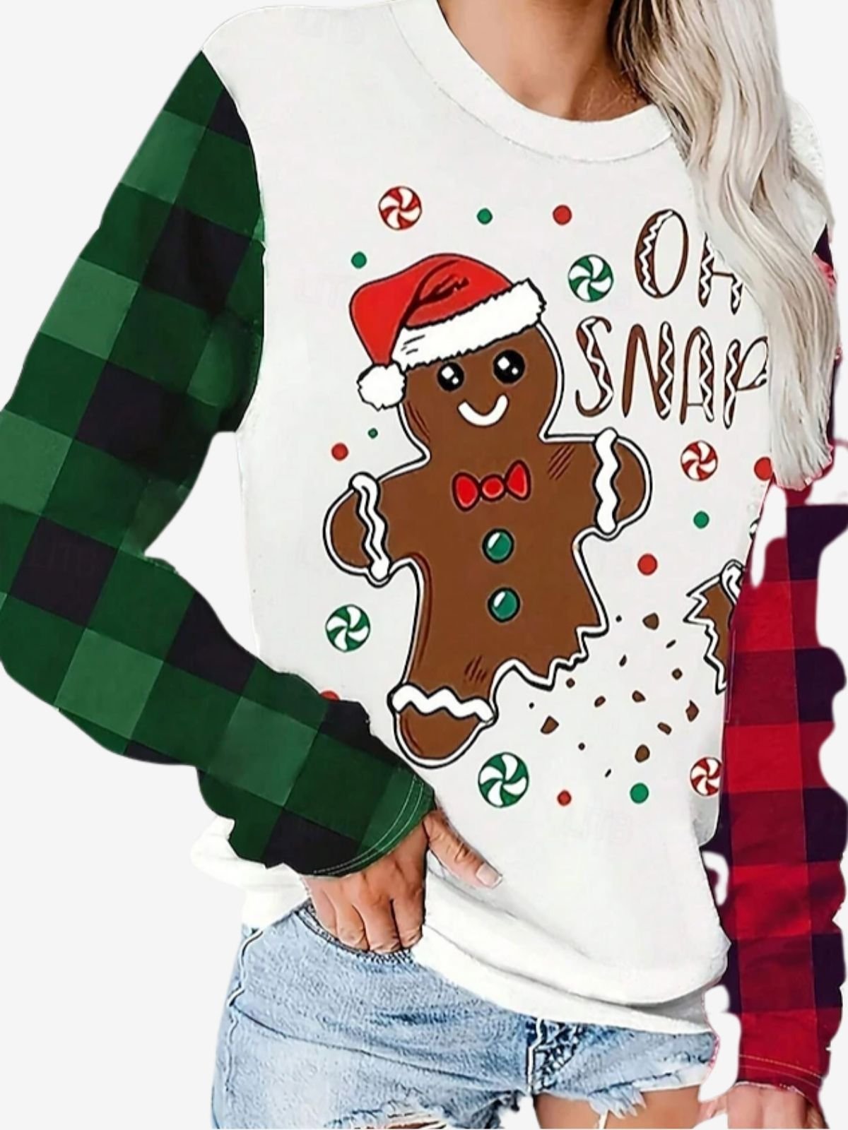 Women's Long Sleeve Tee T-shirt Spring/Fall Christmas Snowman Printing Jersey Crew Neck Holiday Going Out Casual Top