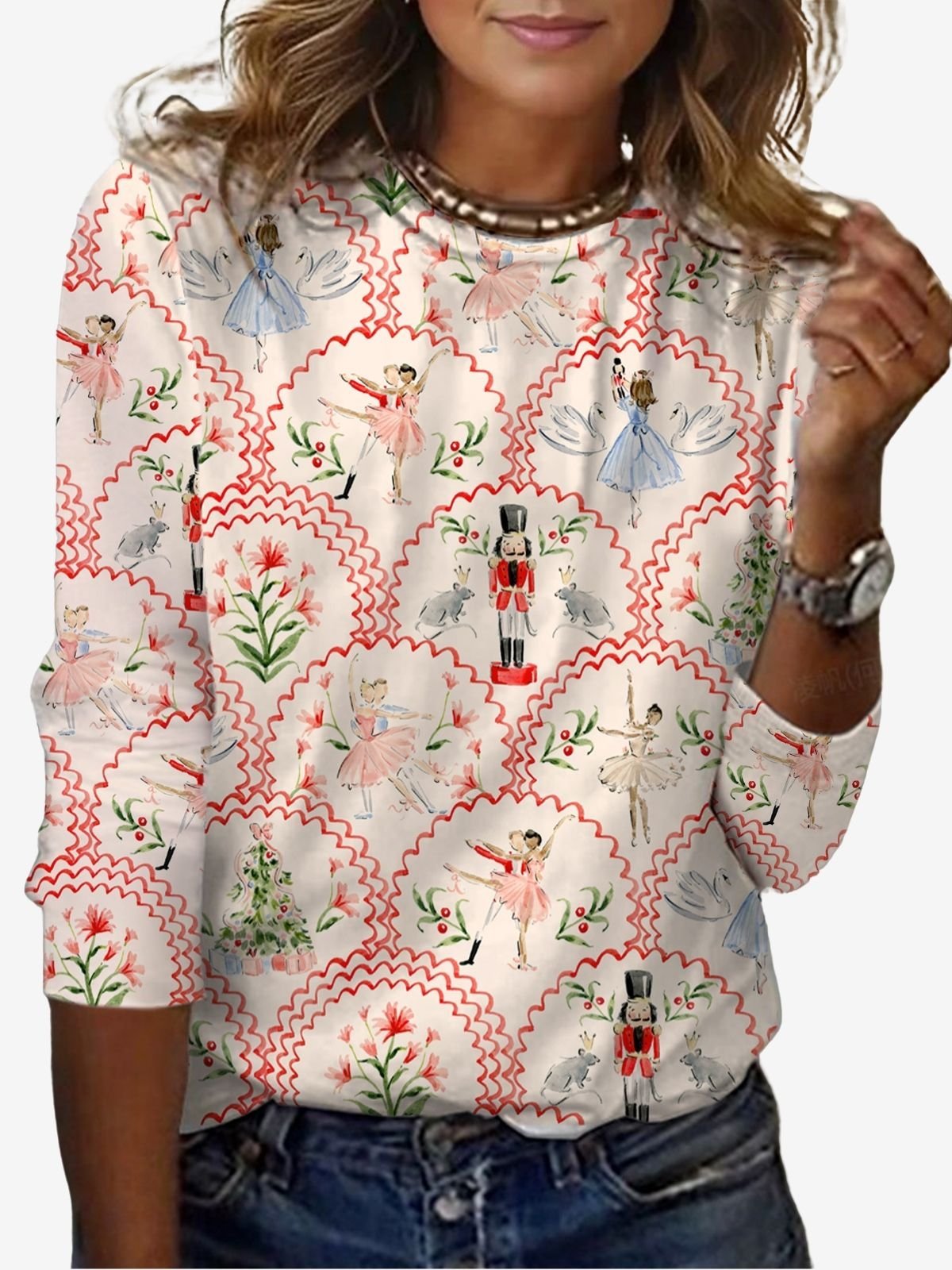 Women's Long Sleeve Tee T-shirt Spring/Fall Floral Jersey Crew Neck Daily Going Out Casual Top