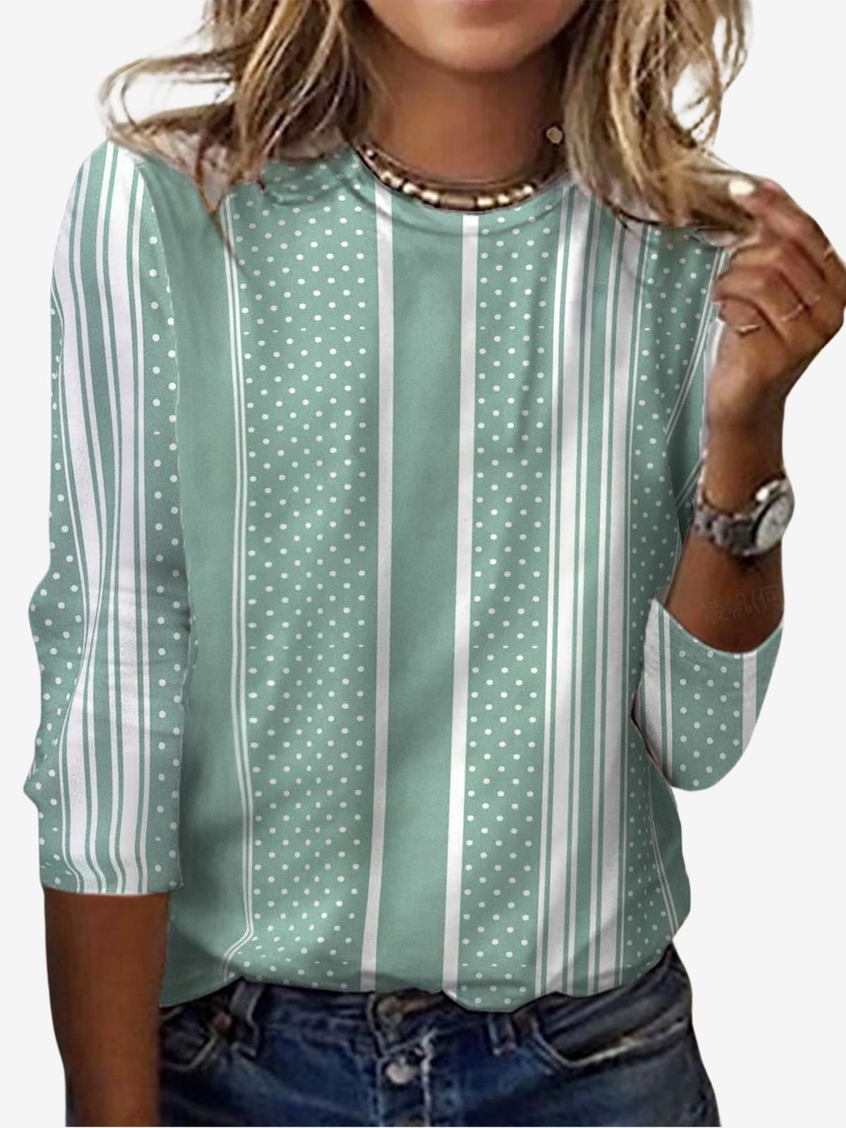 Women's Long Sleeve Tee T-shirt Spring/Fall Striped Jersey Crew Neck Daily Going Out Casual Top