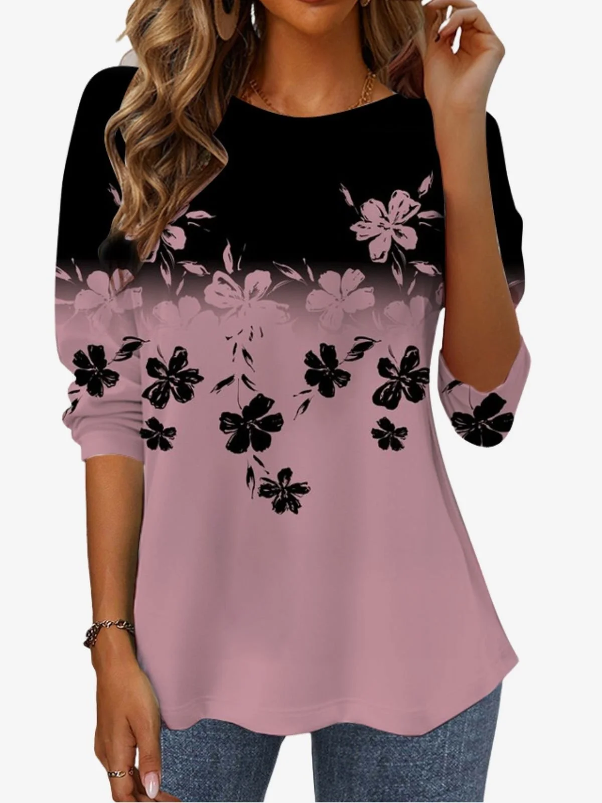 Women's Long Sleeve Tee T-shirt Spring/Fall Floral Jersey Crew Neck Daily Going Out Casual Top