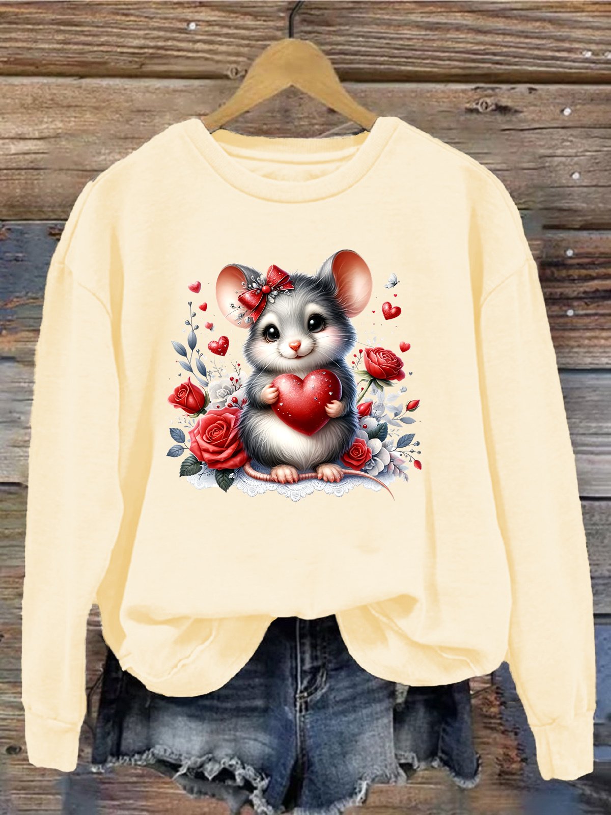 Women's Crew Neck Animal Casual Spring/Fall Long Sleeve Sweatshirt