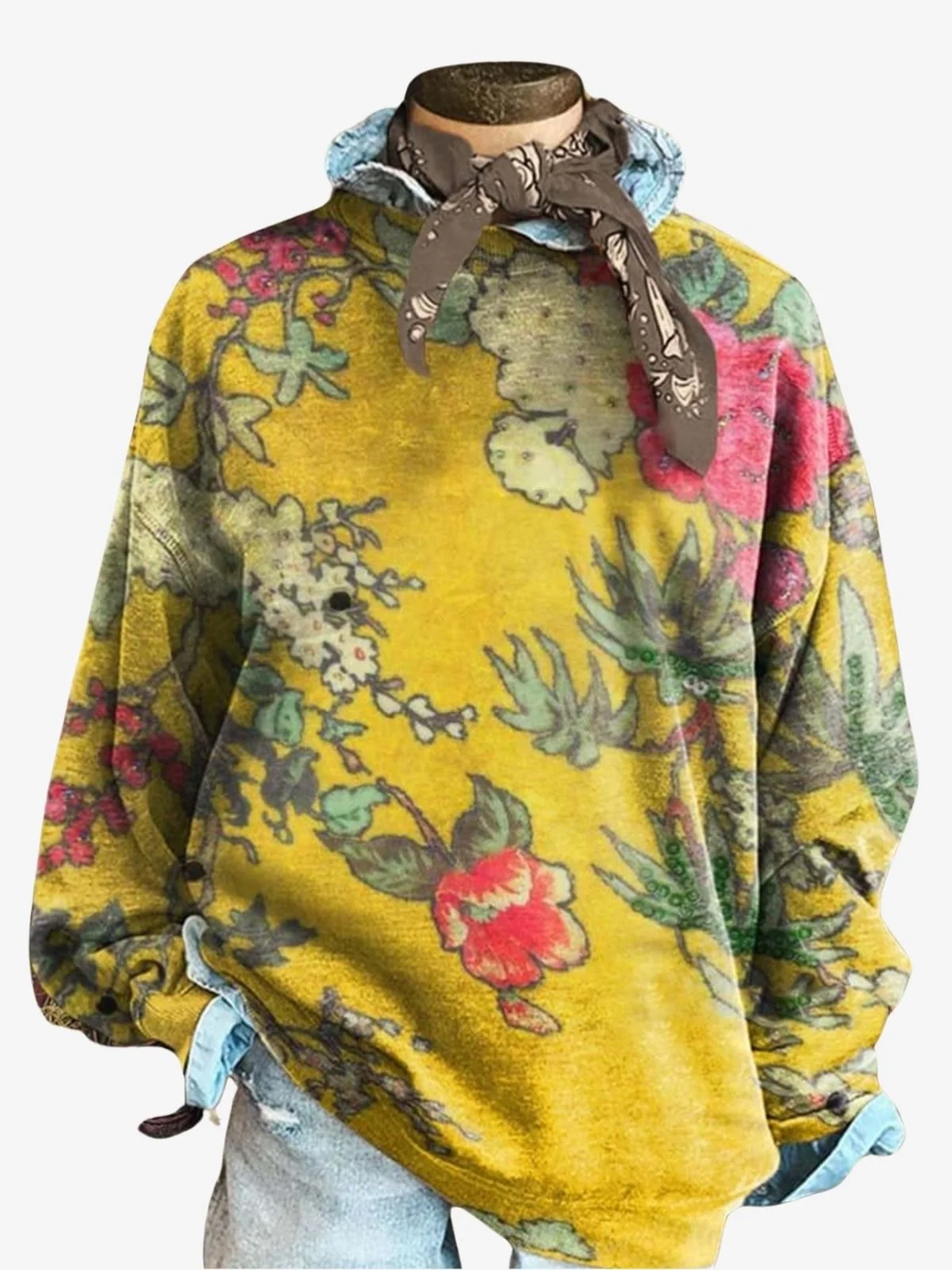 Women's Crew Neck Floral Casual Spring/Fall Long Sleeve Sweatshirt