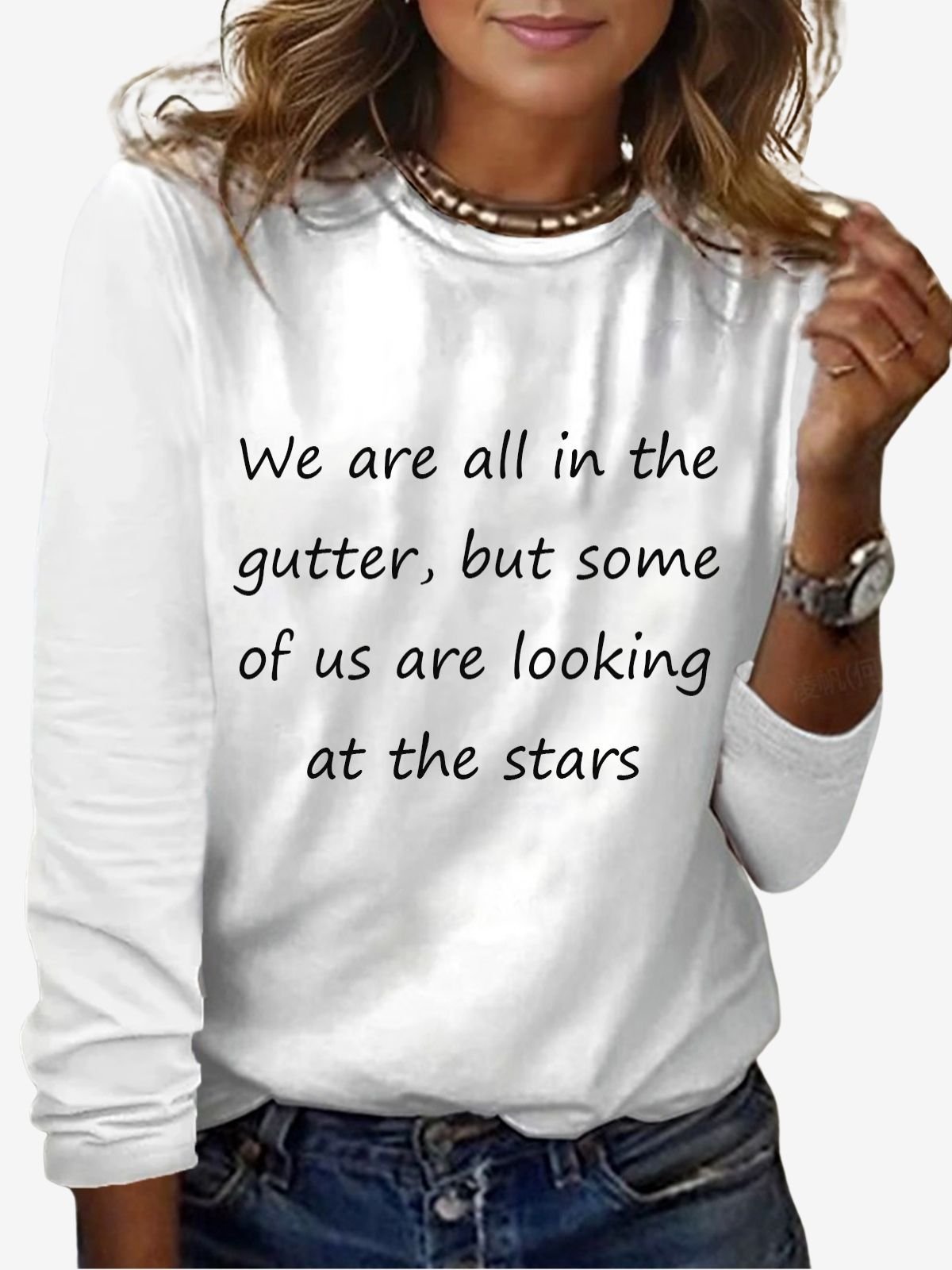 Women's Long Sleeve Tee T-shirt Spring/Fall Text Letters Jersey Crew Neck Holiday Going Out Casual Top