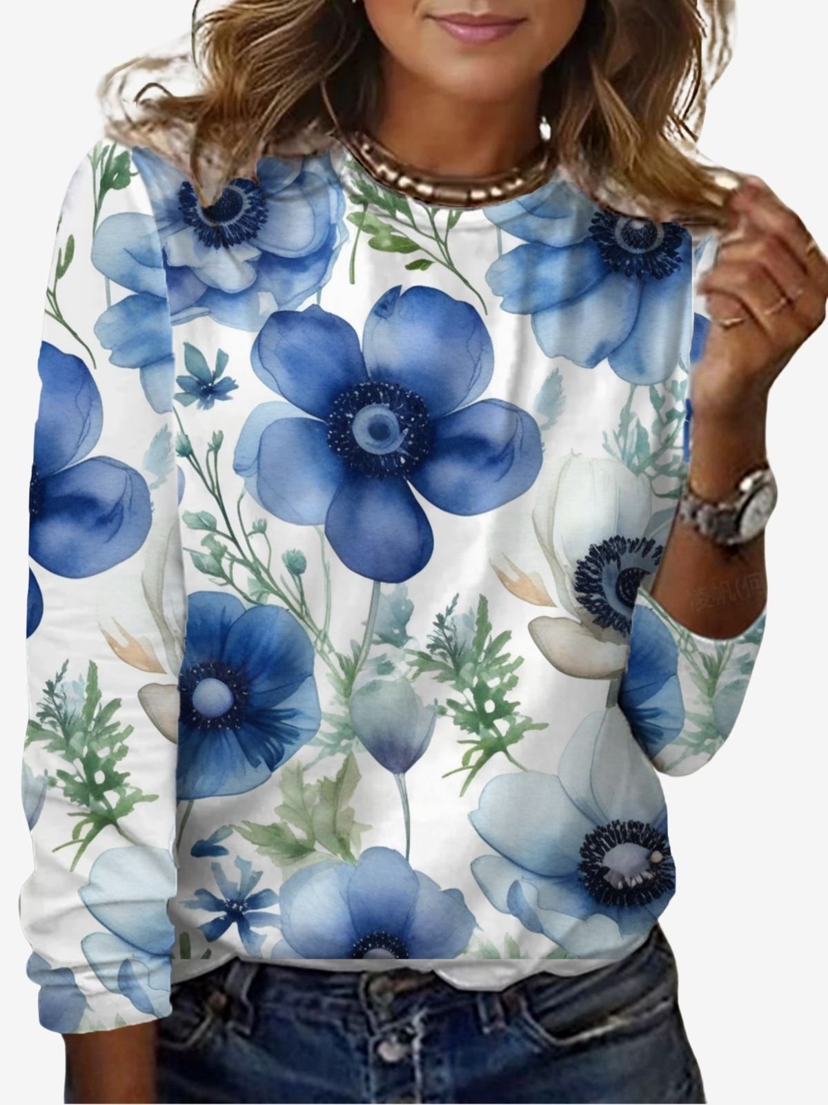 Women's Long Sleeve Tee T-shirt Spring/Fall Floral Jersey Crew Neck Daily Going Out Casual Top