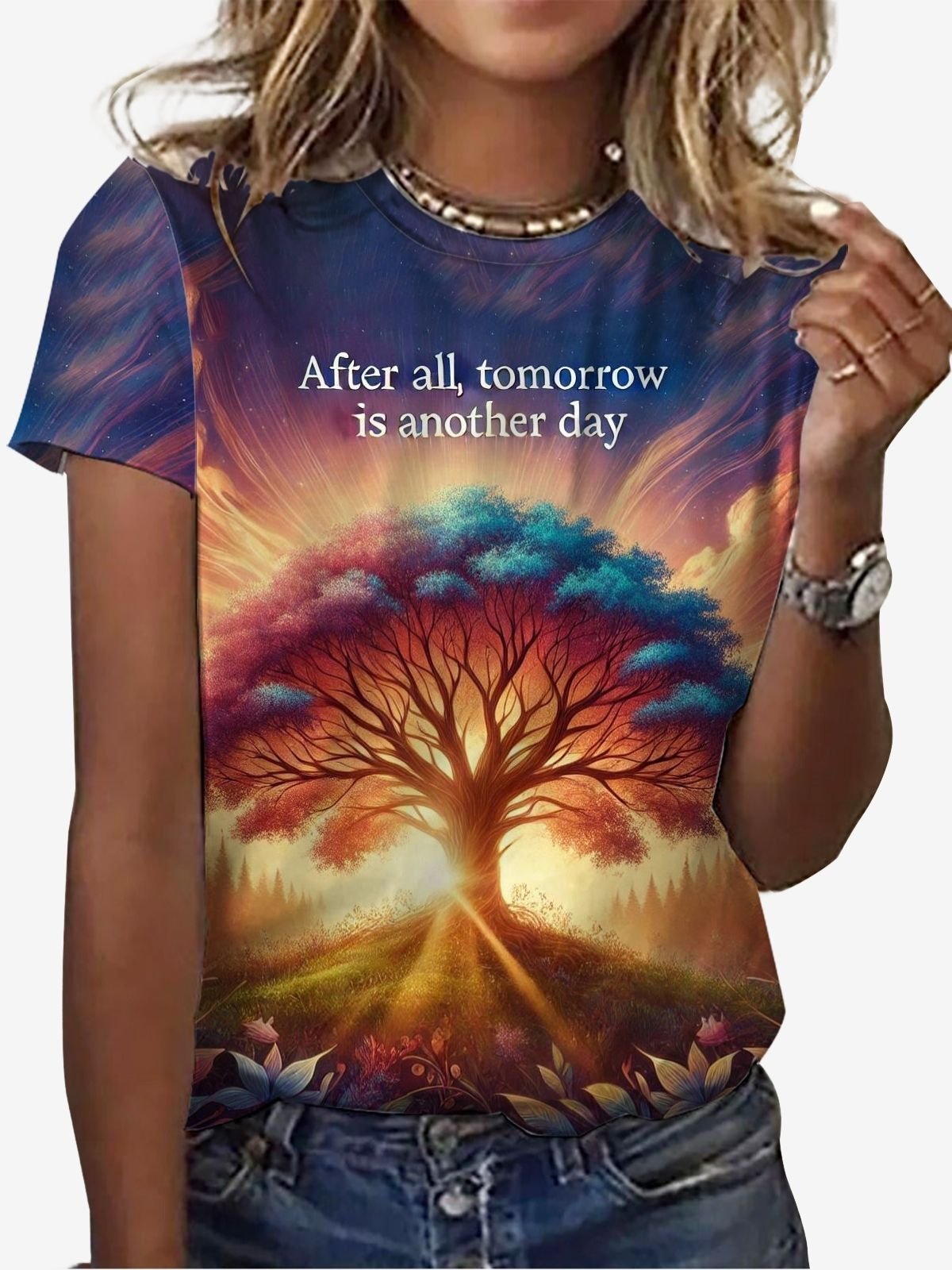 Women's Short Sleeve Tee T-shirt Summer Botanical Pattern Jersey Crew Neck Daily Going Out Casual Top