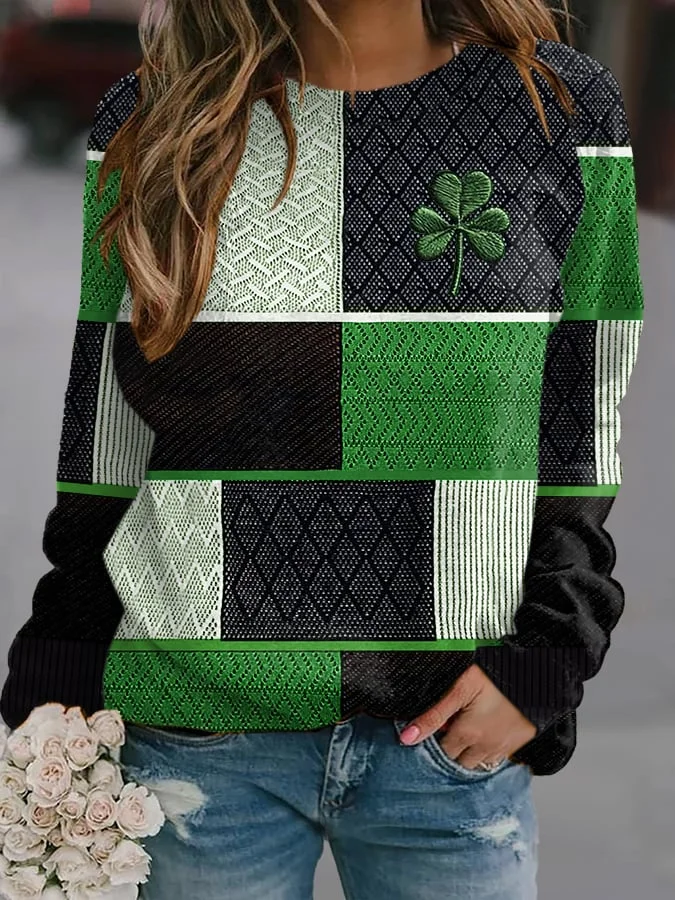 Women's Festival Shamrock Crew Neck Casual Spring/Fall Long Sleeve Sweatshirt