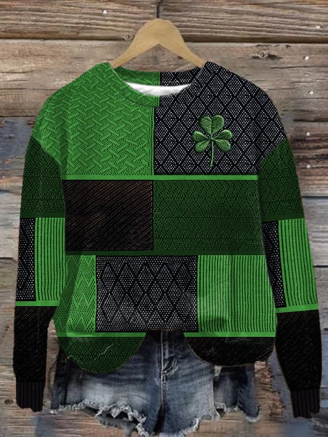 Women's Festival Shamrock Crew Neck Casual Spring/Fall Long Sleeve Sweatshirt